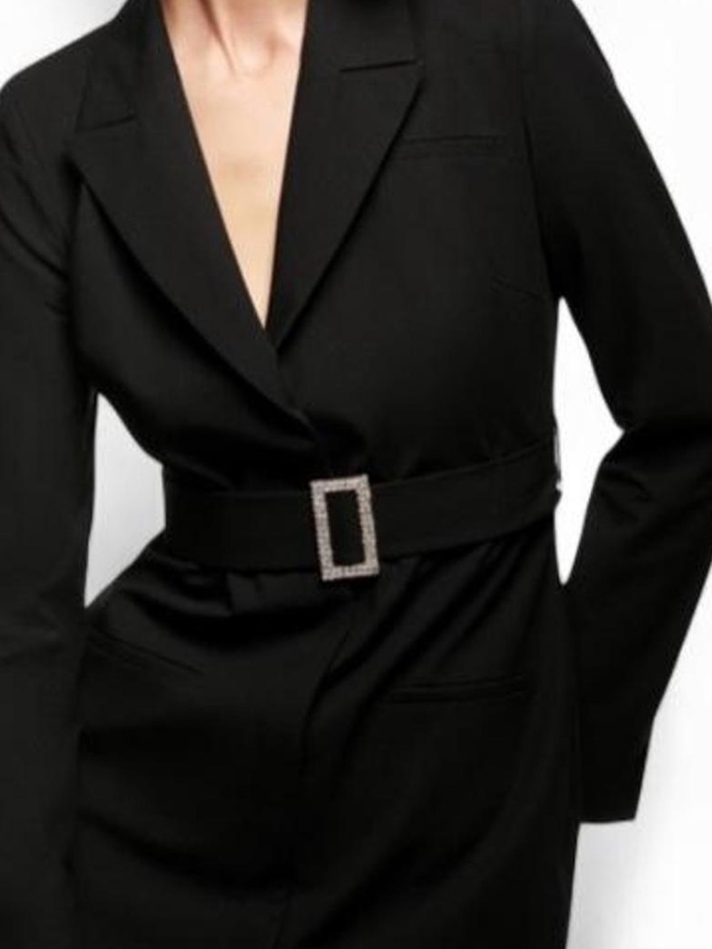 Zara Black Belted Blazer Dress with Decorative Buckle